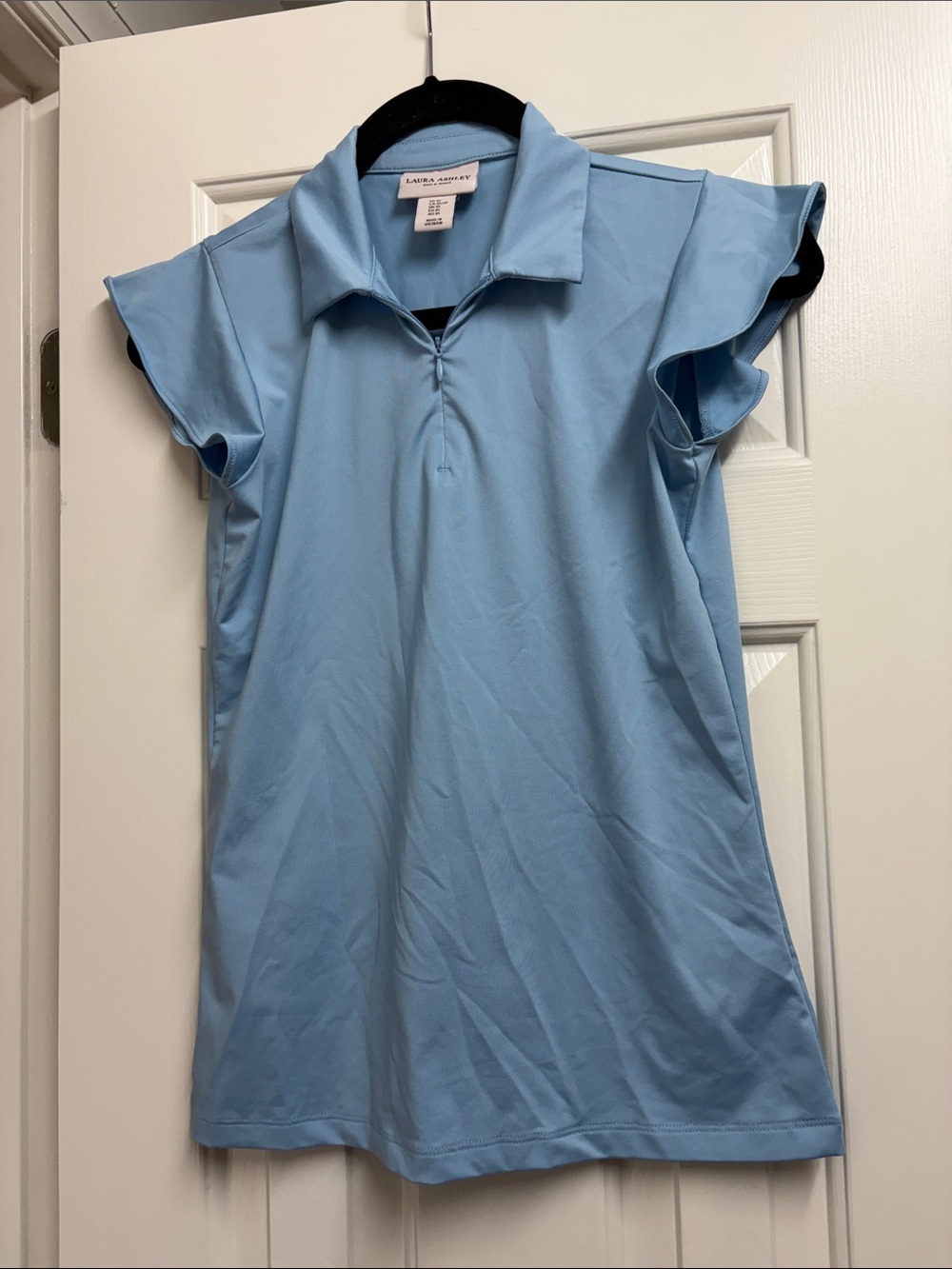 Laura Ashley Pale Blue Ruffle Sleeve Polo
